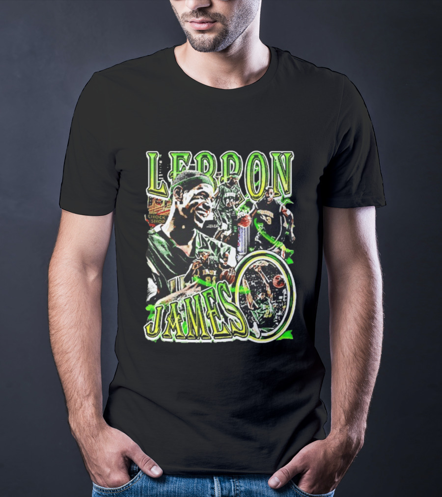 LeBron James Irish St. Patrick's Day Green Collage Basketball T-Shirt