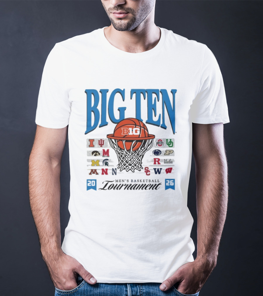 2026 Big Ten Men's Basketball Tournament Indiana Michigan Purdue Team Logos T-Shirt