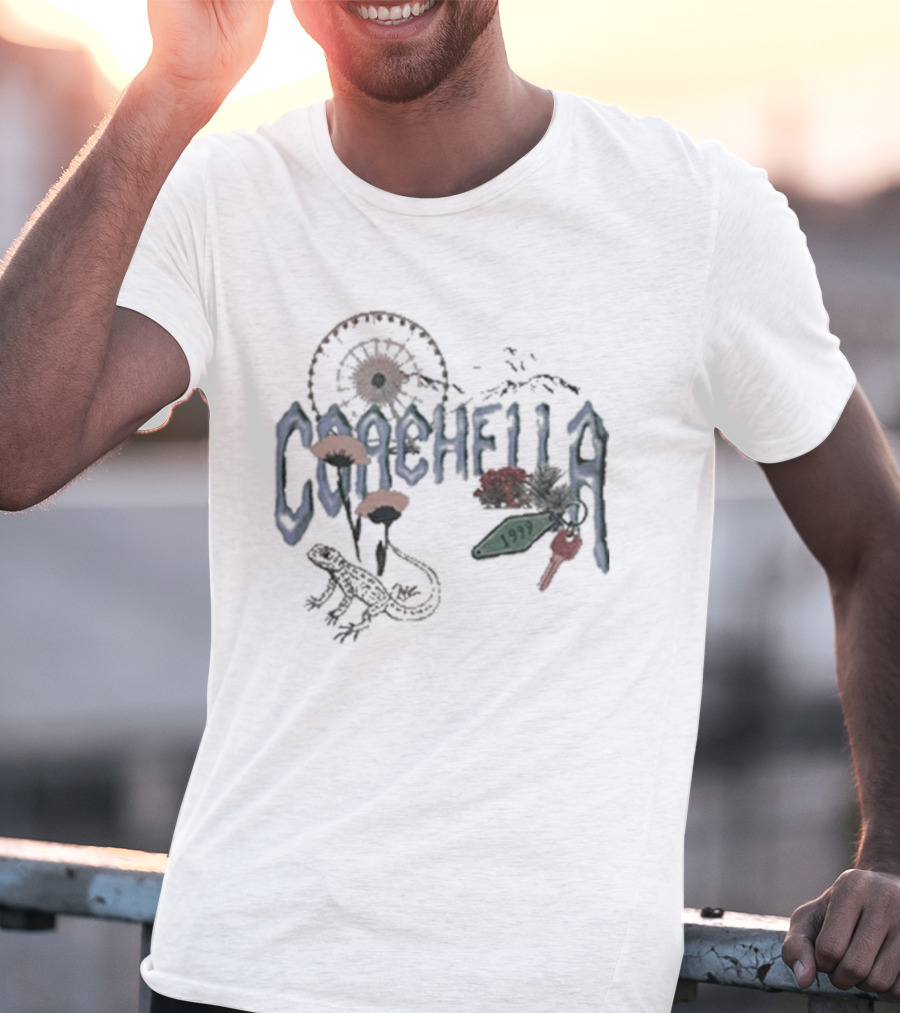 Coachella Desert Sunset Cactus Lizard T-Shirt