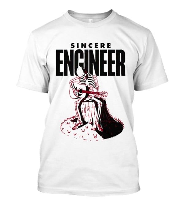 Sincere Engineer Skeleton Playing Guitar On Tree Stump T-Shirt