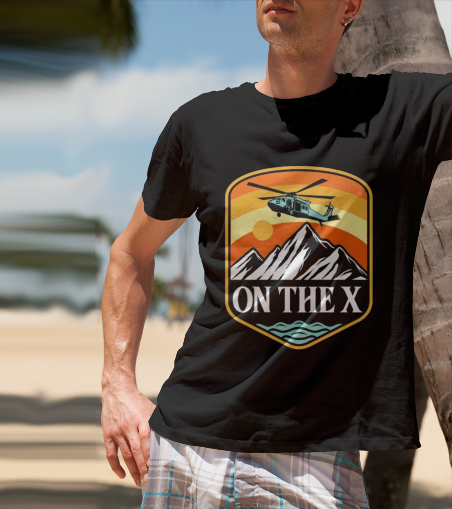 Otx Nation On The X Blackhawk Helicopter Mountain Sunset T-Shirt
