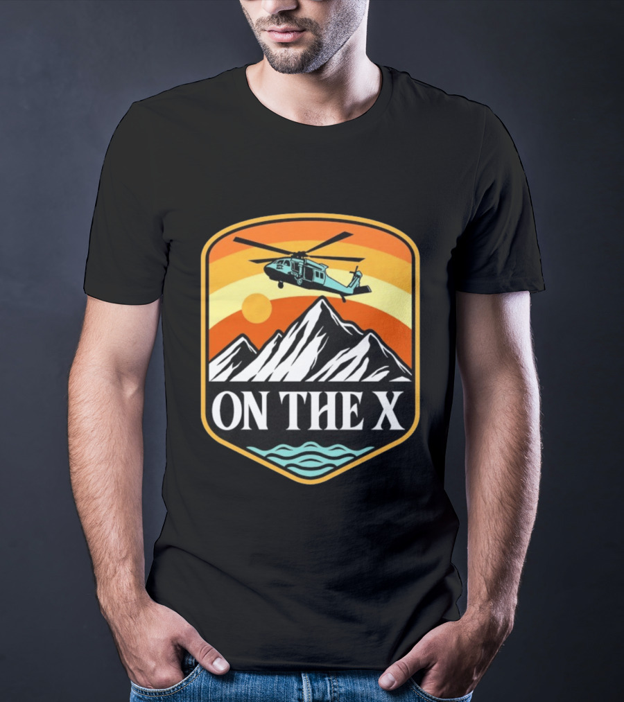 Otx Nation On The X Blackhawk Helicopter Mountain Sunset T-Shirt