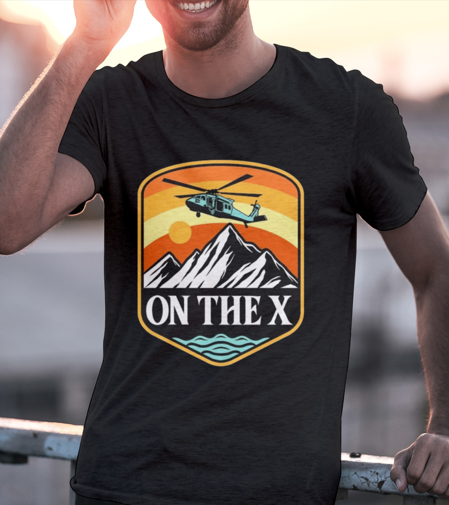 Otx Nation On The X Blackhawk Helicopter Mountain Sunset T-Shirt