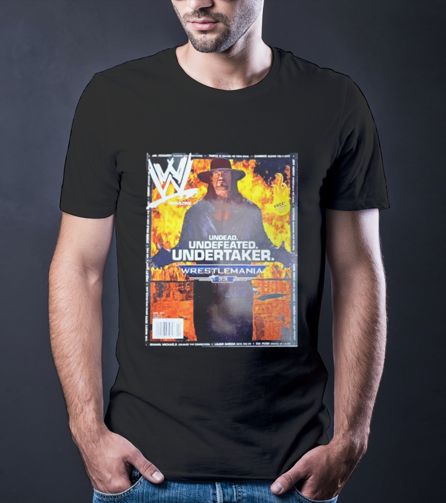 WWE Undead Undefeated Undertaker Wrestlemania 23 Magazine Cover T-Shirt