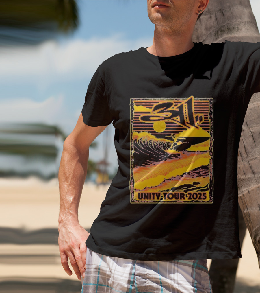 311 Unity Tour 2025 Surfer Wave Art With Sunset T-Shirt