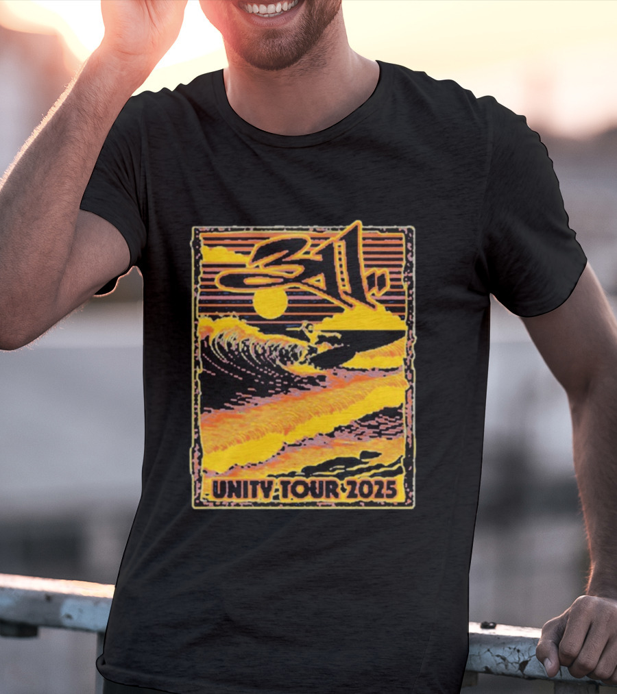 311 Unity Tour 2025 Surfer Wave Art With Sunset T-Shirt