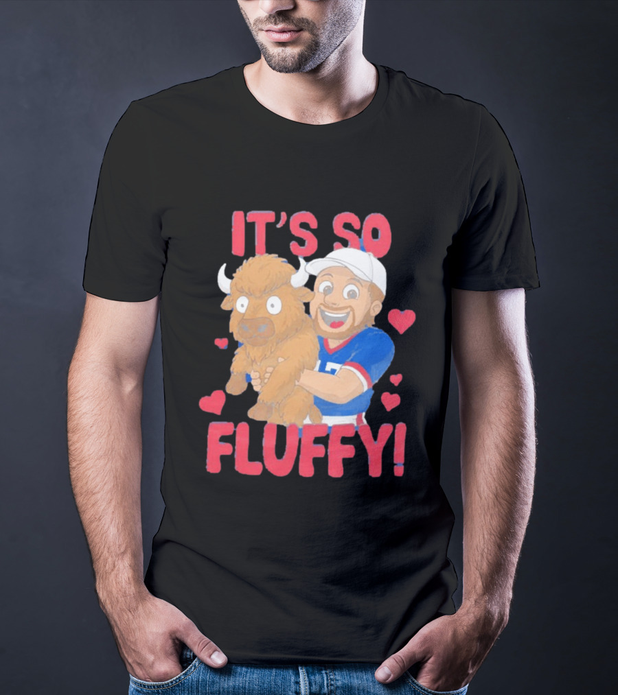 It's So Fluffy Josh Allen Buffalo Bills Cartoon Hearts T-Shirt