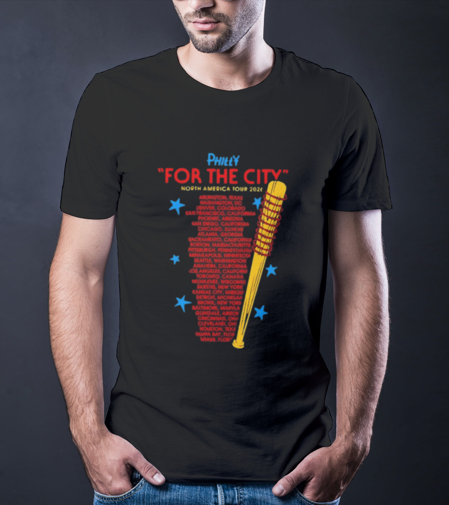 Philly For The City North America Tour 2026 Baseball Bat And Stars T-Shirt