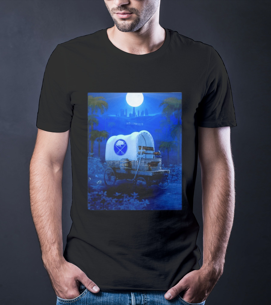 Buffalo Sabres Covered Wagon Hollywood Full Moon Scene T-Shirt