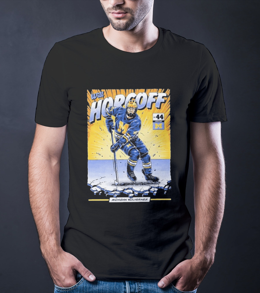 Michigan Wolverines Will Horcoff 44 Center Hockey Comic T-Shirt
