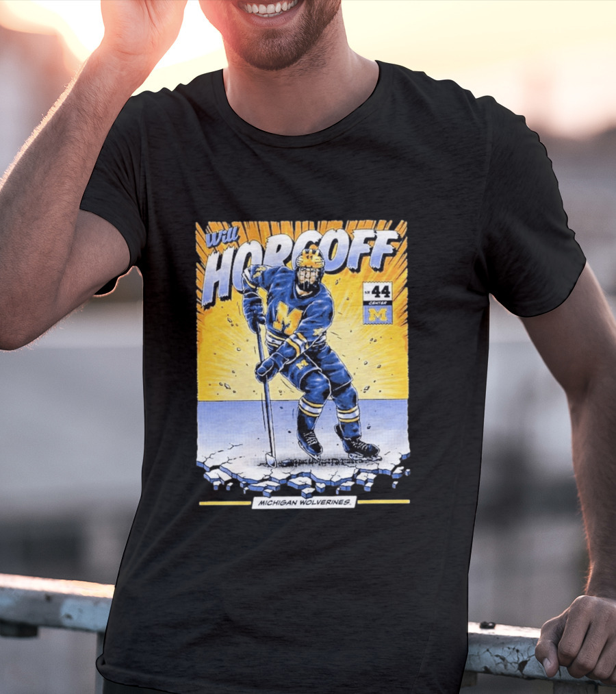 Michigan Wolverines Will Horcoff 44 Center Hockey Comic T-Shirt