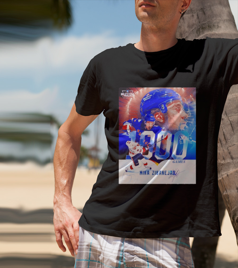 Mika Zibanejad New York Rangers 1000 Games Milestone NHL Career Celebration T-Shirt