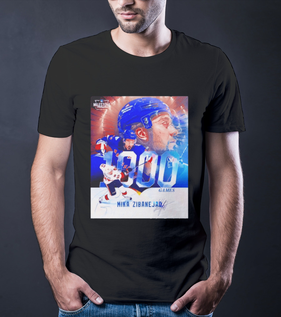 Mika Zibanejad New York Rangers 1000 Games Milestone NHL Career Celebration T-Shirt