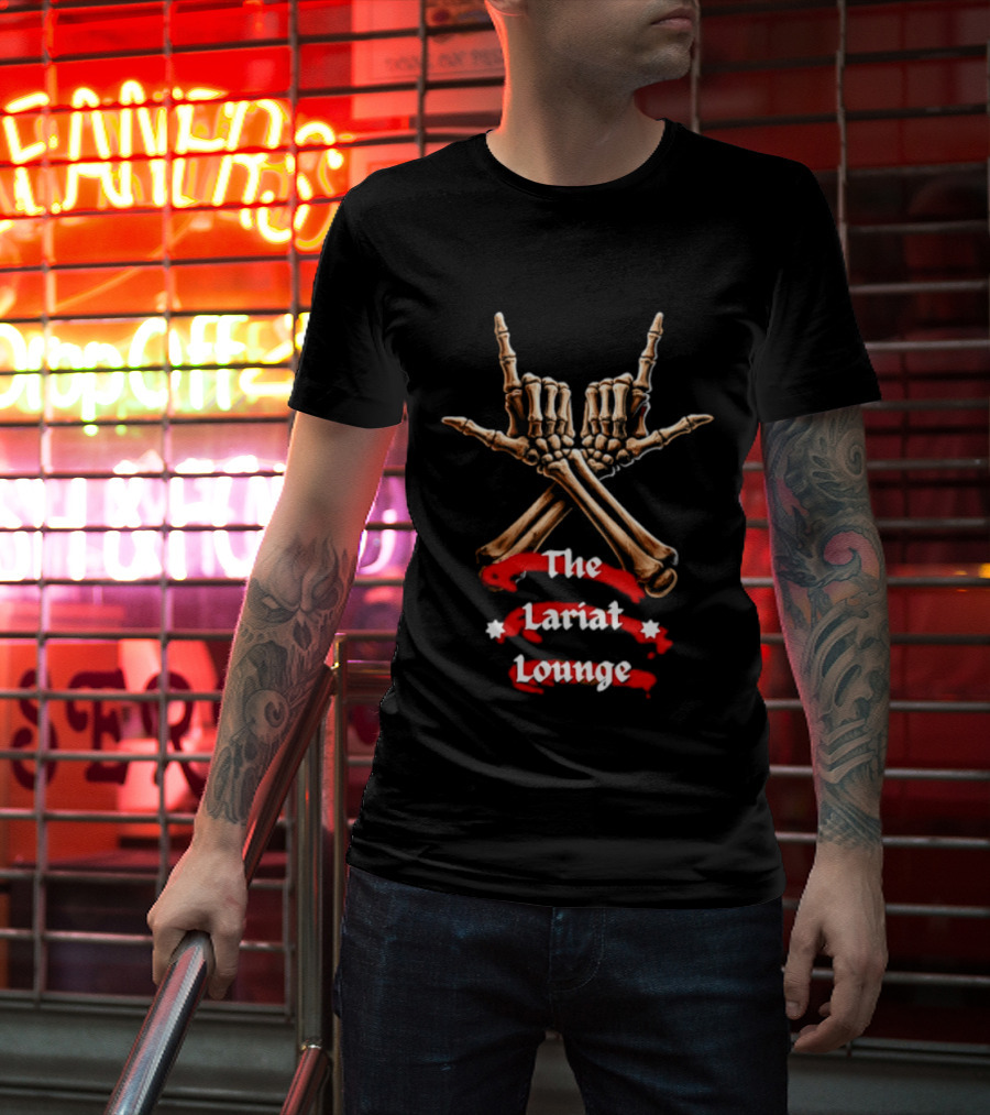 The Lariat Lounge Skeleton Hands Double L Gesture T-Shirt