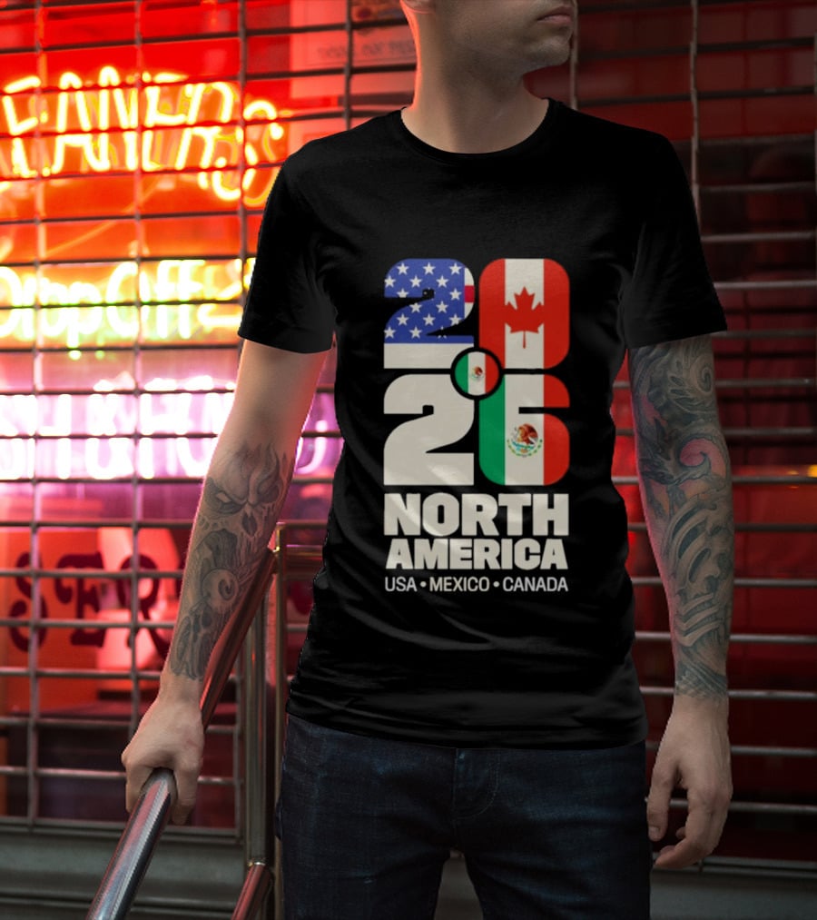 FIFA World Cup 2026 North America USA Mexico Canada Flags T-Shirt