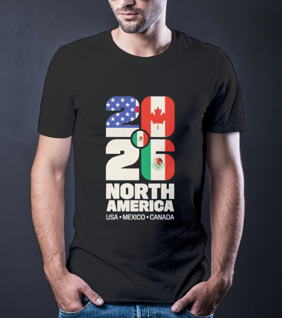 FIFA World Cup 2026 North America USA Mexico Canada Flags T-Shirt