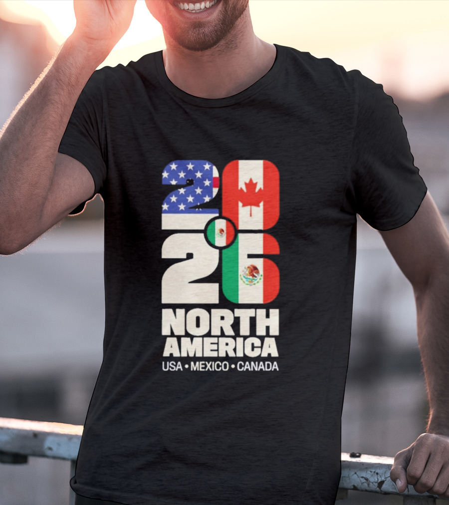 FIFA World Cup 2026 North America USA Mexico Canada Flags T-Shirt