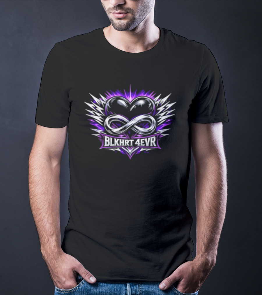 Nikki Blackheart Blkhrt 4ever Infinity Heart Purple Energy Burst T-Shirt
