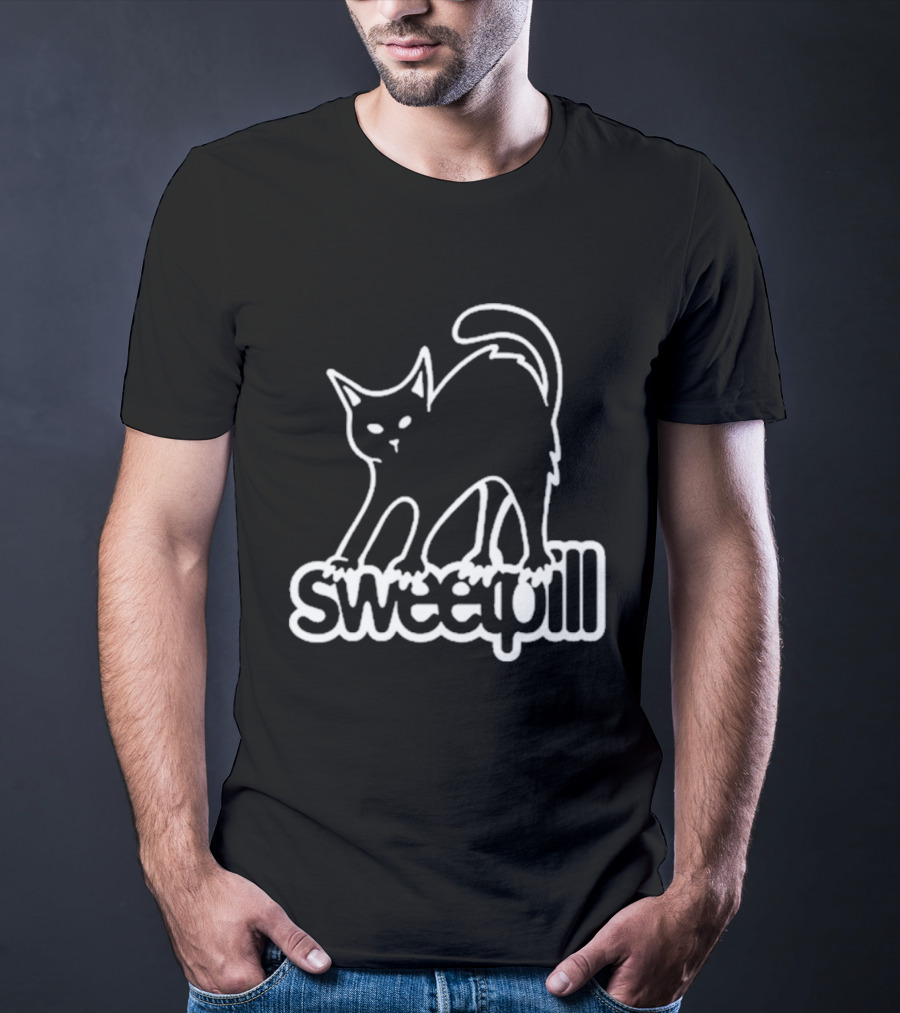 Sweet Pill Stretching Kitty Graphic Cat T-Shirt