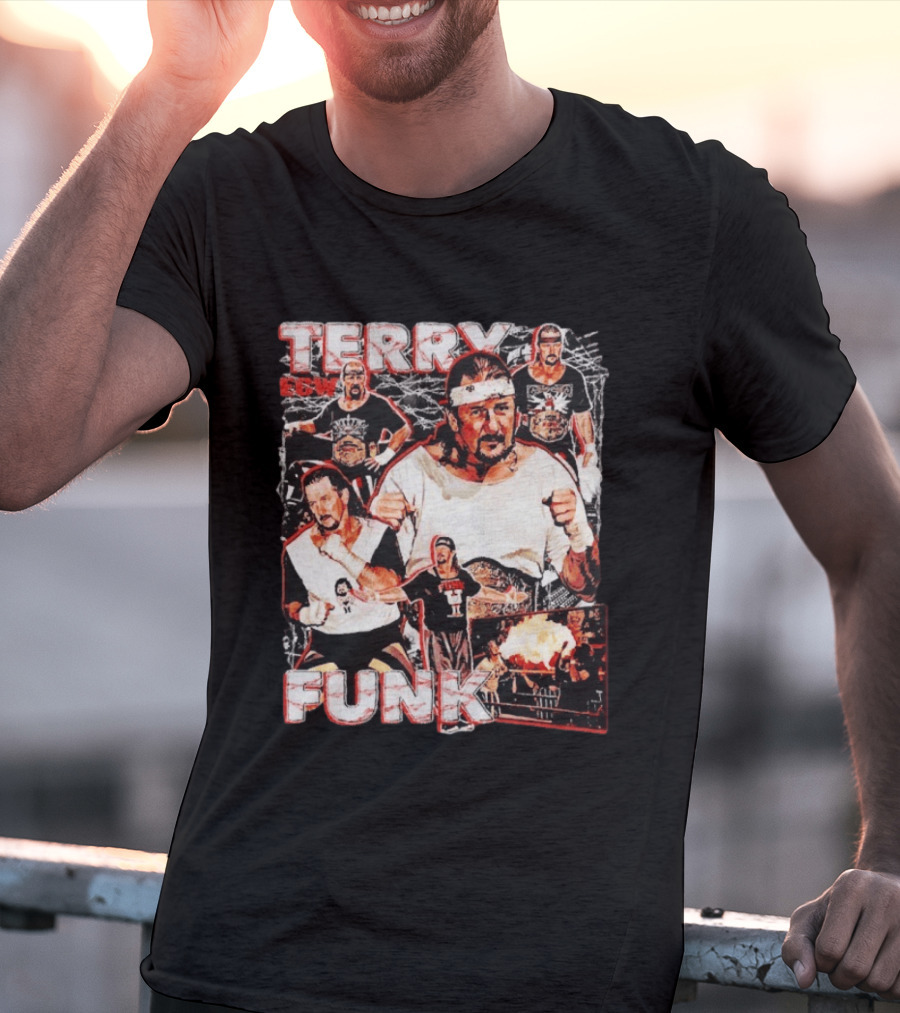 Terry Funk ECW Wrestling Collage T-Shirt
