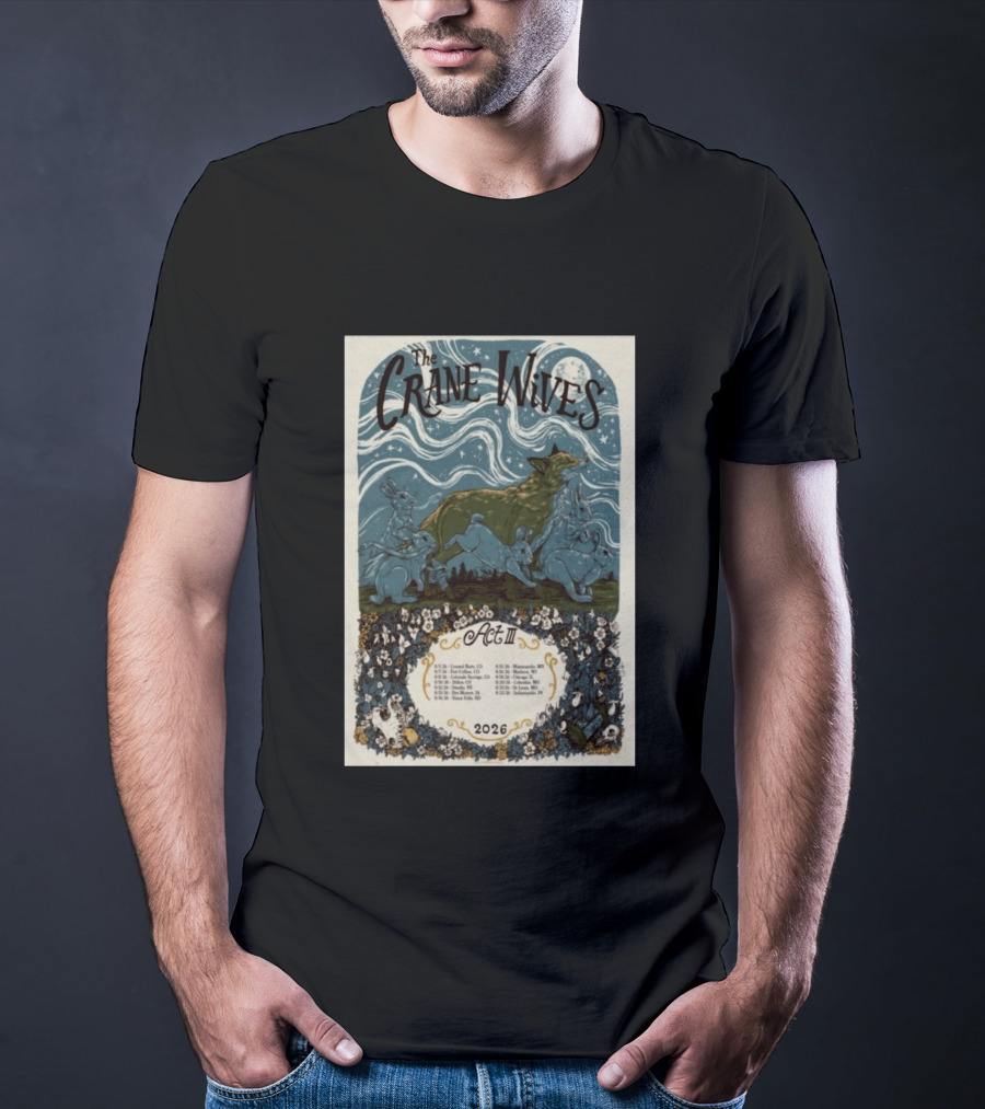 The Crane Wives Act III Concert Tour August 2026 Moonlit Forest Animals T-Shirt