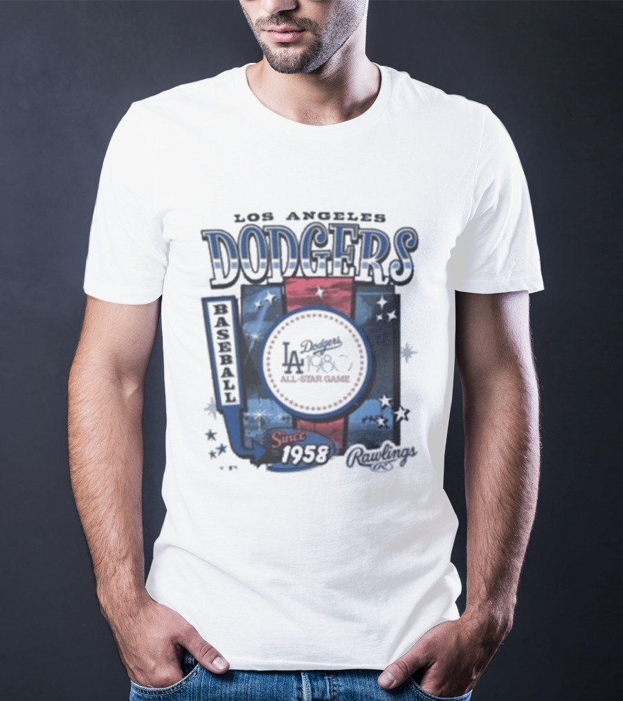 Los Angeles Dodgers Baseball Since 1958 Cooperstown Rawlings 47 T-Shirt