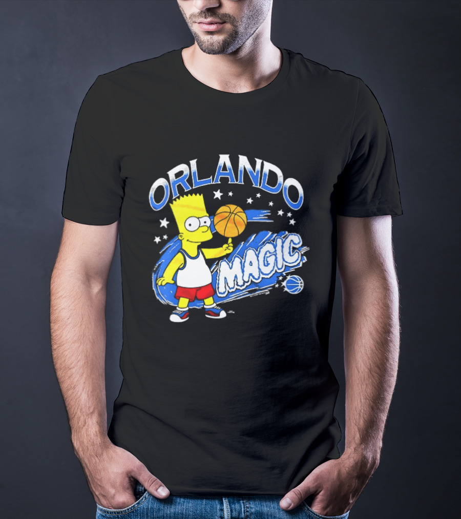 Bart Simpsons Orlando Magic NBA Basketball Cartoon T-Shirt
