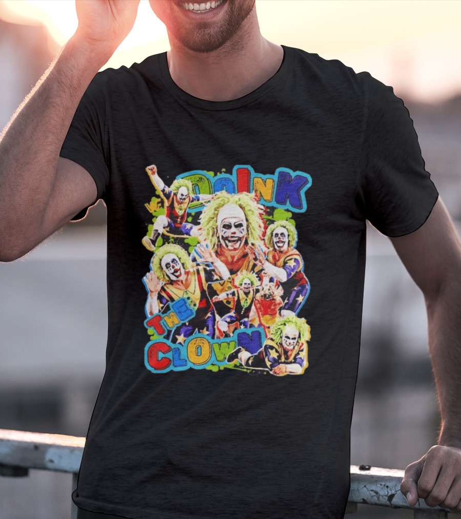 Doink The Clown WWE Wrestler Colorful Collage T-Shirt