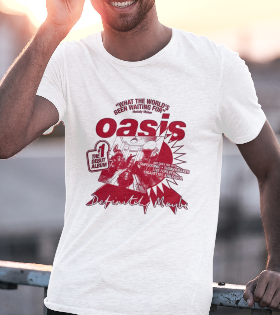 Oasis Definitely Maybe What The World's Been Waiting For Number 1 Debut Album T-Shirt