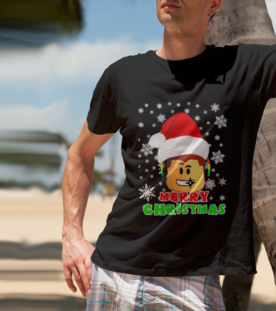 Roblox Merry Christmas Santa Hat Holiday Snowflakes T-Shirt