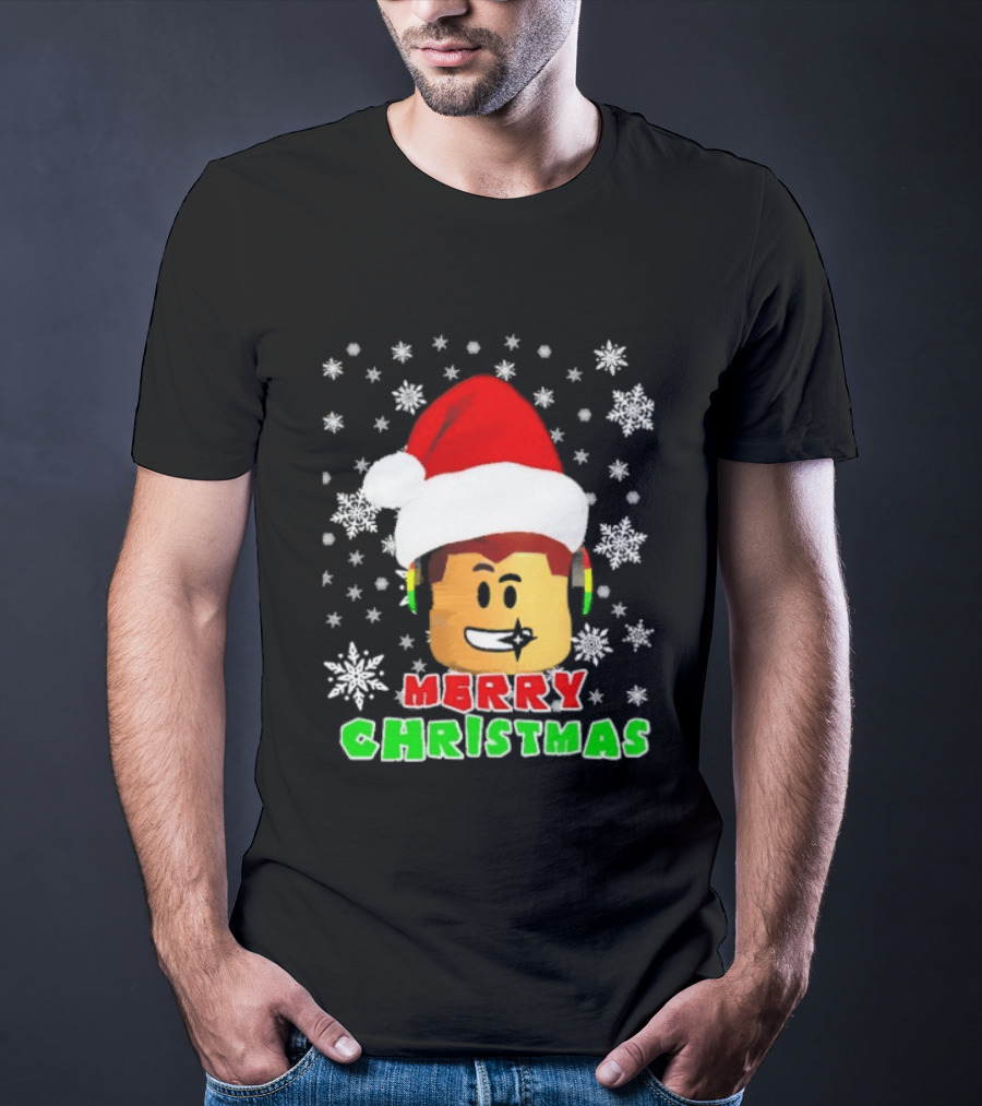 Roblox Merry Christmas Santa Hat Holiday Snowflakes T-Shirt
