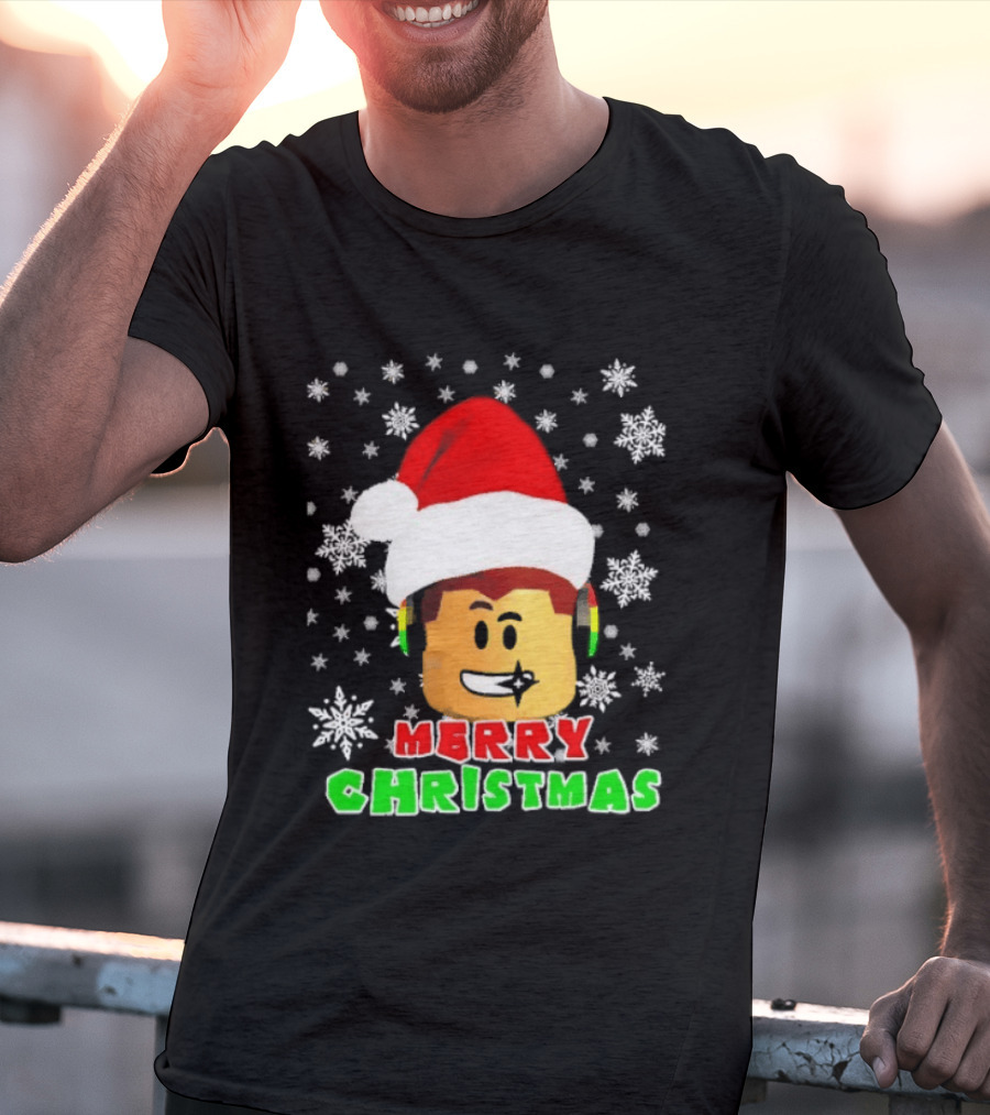 Roblox Merry Christmas Santa Hat Holiday Snowflakes T-Shirt