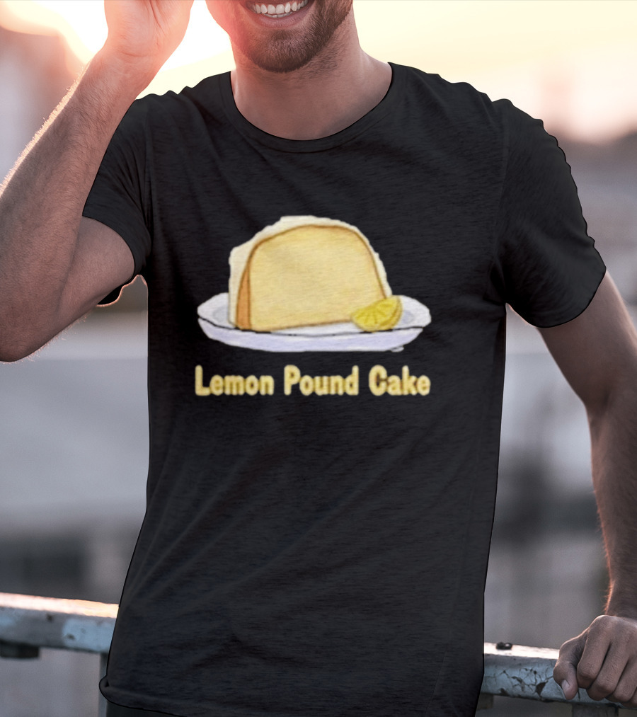 Lemon Pound Cake Slice On Plate With Lemon Wedge T-Shirt