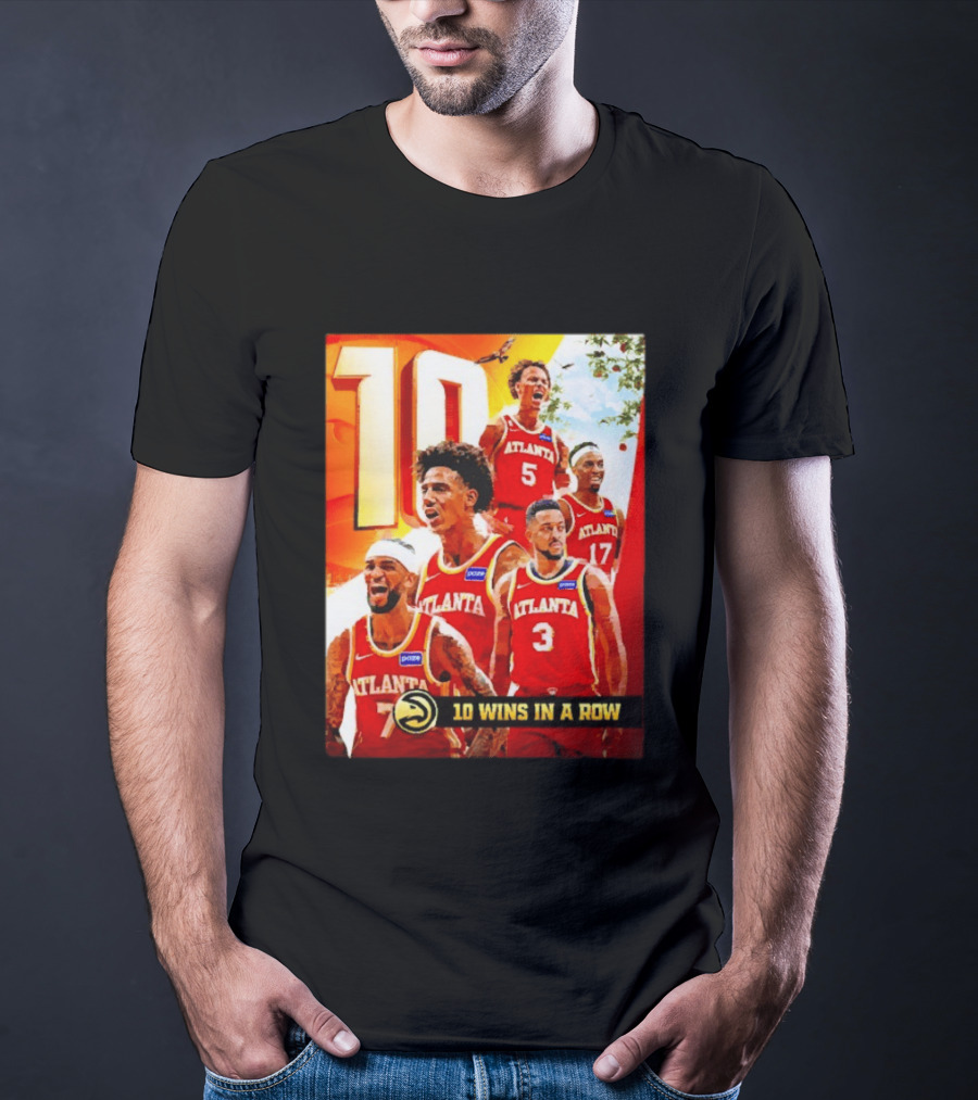 Atlanta Hawks NBA 10 Wins In A Row Players Celebration T-Shirt