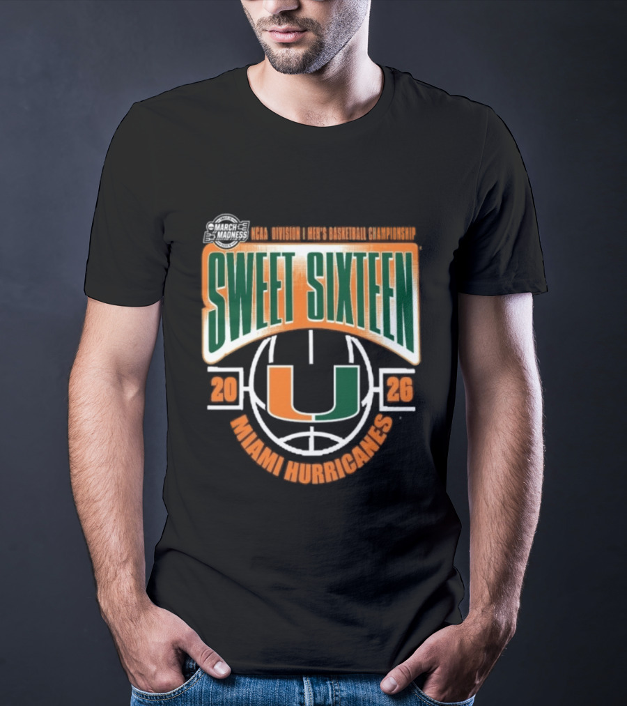 NCAA Division I Men's Basketball March Madness 2026 Sweet Sixteen Miami Hurricanes T-Shirt