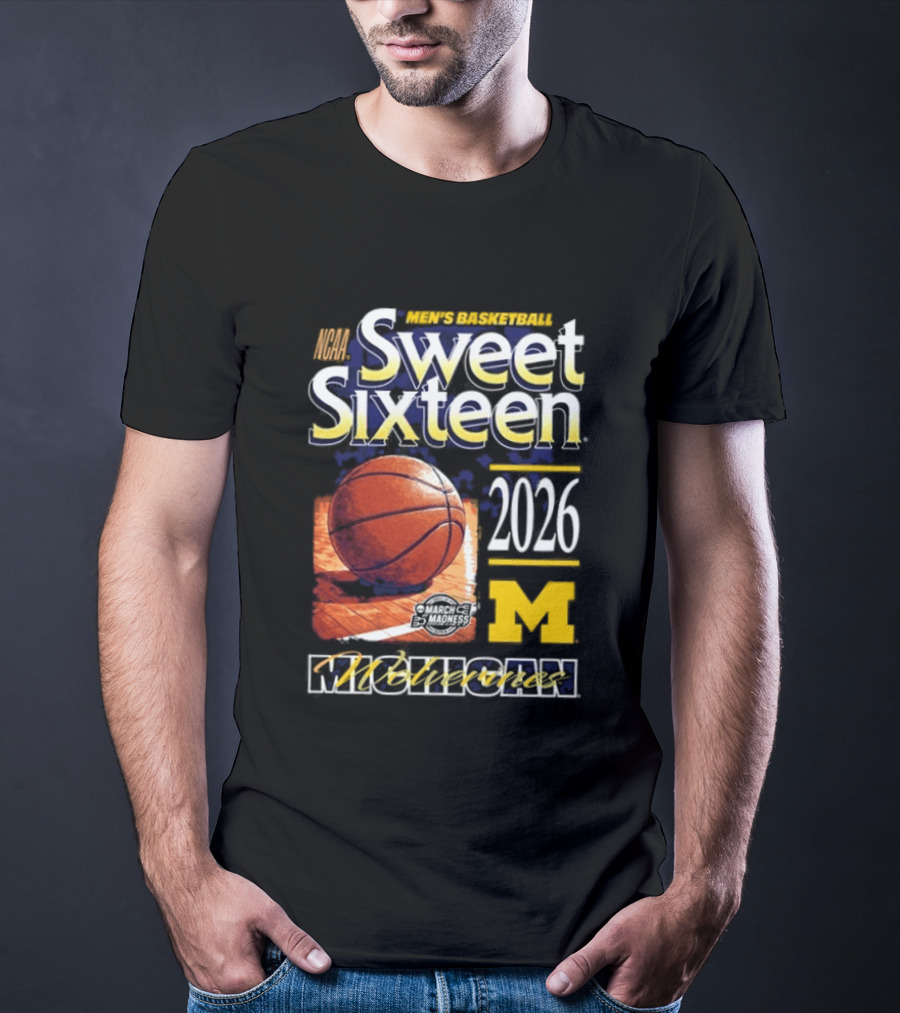 Michigan Wolverines Sweet Sixteen 2026 Basketball NCAA Bound T-Shirt