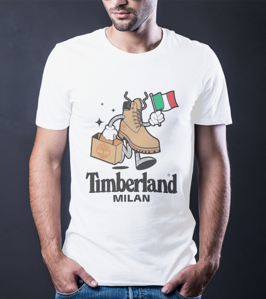 All Gender Timberland Boot Shopping With Italian Flag In Milan T-Shirt