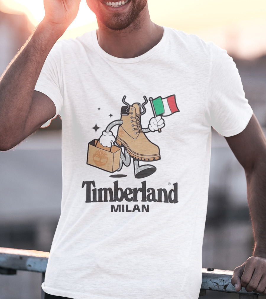 All Gender Timberland Boot Shopping With Italian Flag In Milan T-Shirt