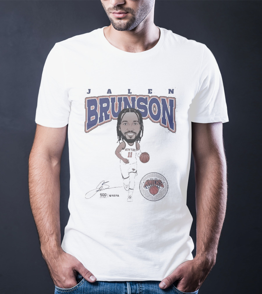 Jalen Brunson New York Knicks Basketball Hardwood Comic T-Shirt