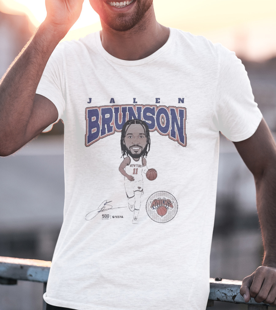 Jalen Brunson New York Knicks Basketball Hardwood Comic T-Shirt