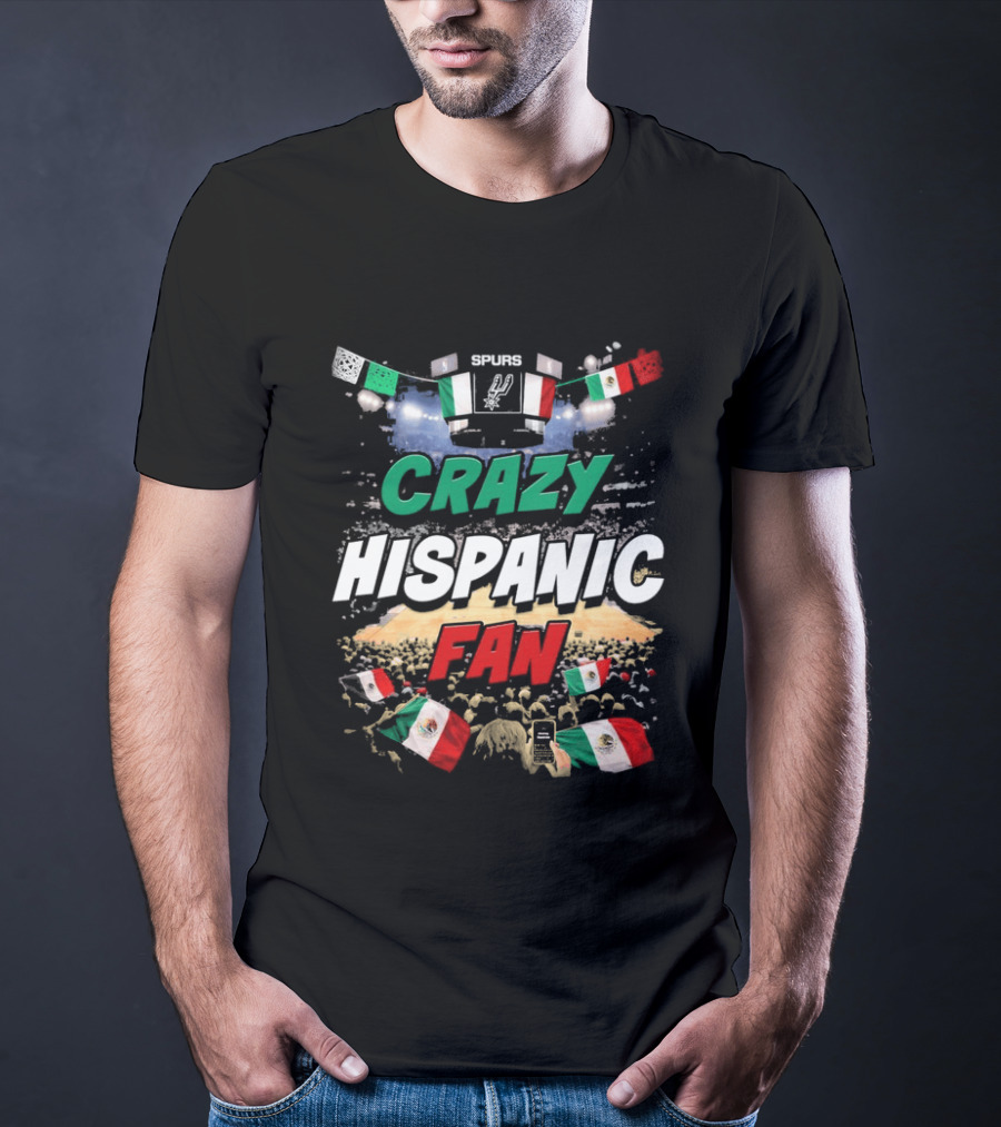 Splurs Crazy Hispanic Fan Mexican Flag Fists Flags T-Shirt