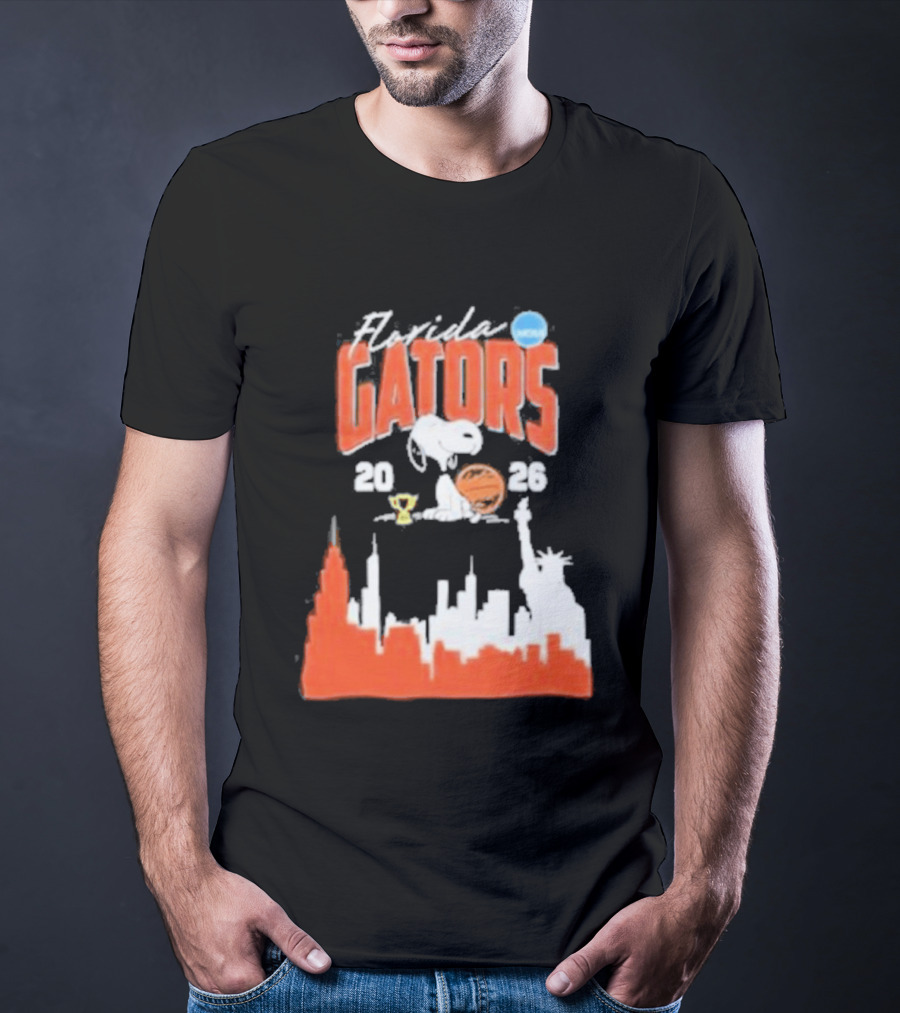Florida Gators Snoopy Basketball 2026 NYC Skyline T-Shirt