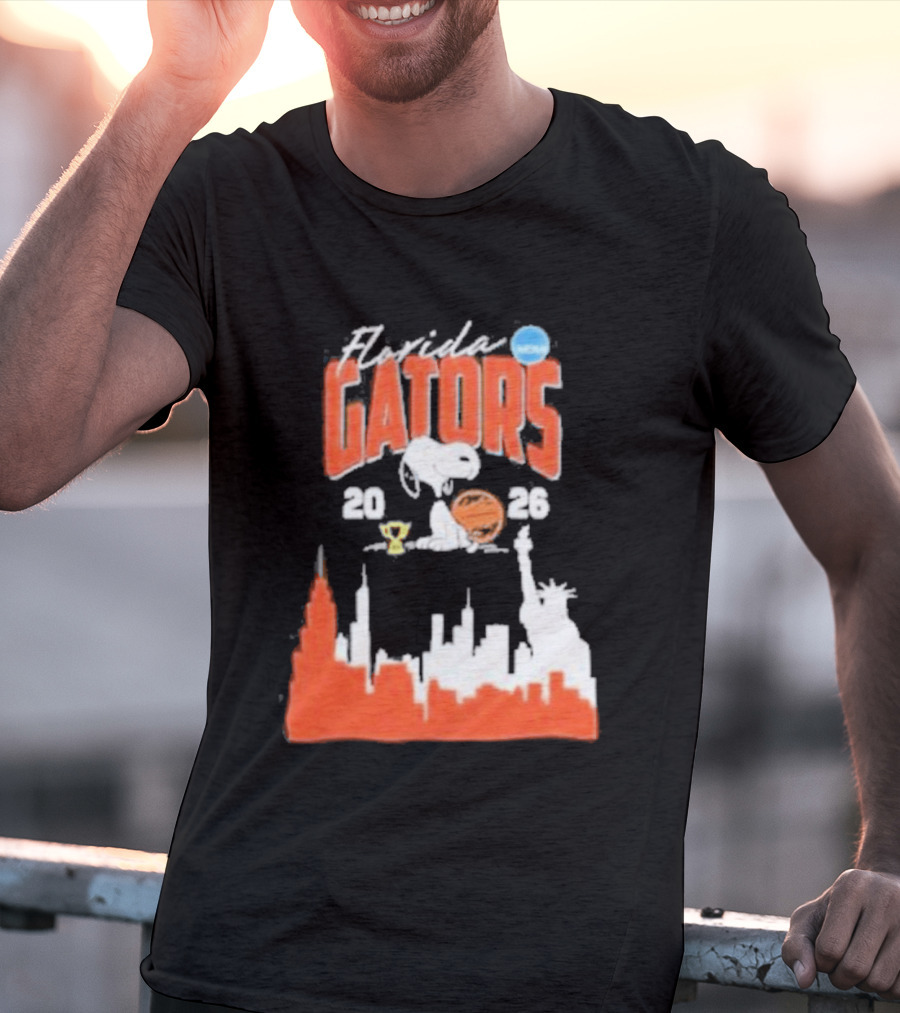 Florida Gators Snoopy Basketball 2026 NYC Skyline T-Shirt