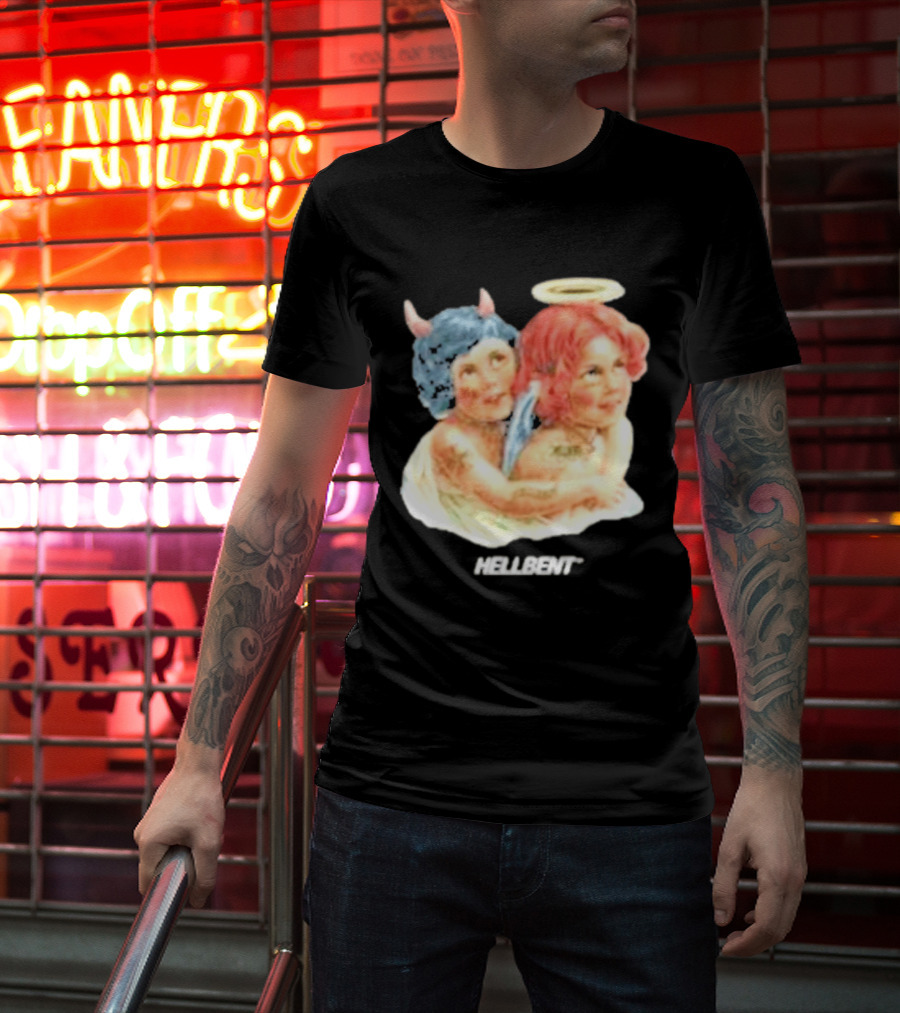 Hellbentrecs Saints Sinners Cherubs With Halo And Horns T-Shirt