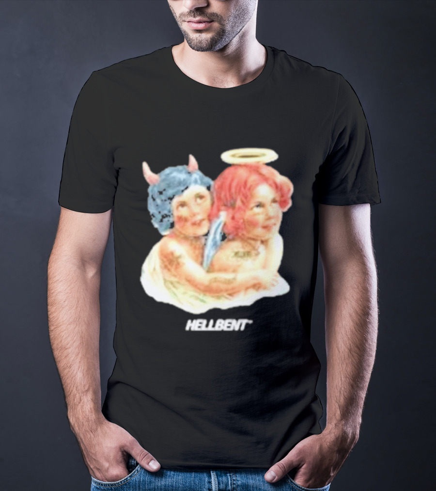 Hellbentrecs Saints Sinners Cherubs With Halo And Horns T-Shirt