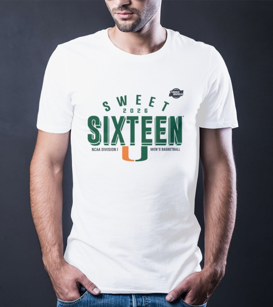 Sweet Sixteen 2026 Miami Hurricanes NCAA Division I Men's Basketball T-Shirt