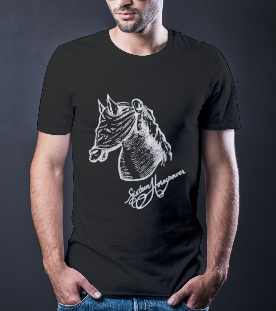 Hello Blindfold Horse Sketch Sixteen Horsepower Signature T-Shirt