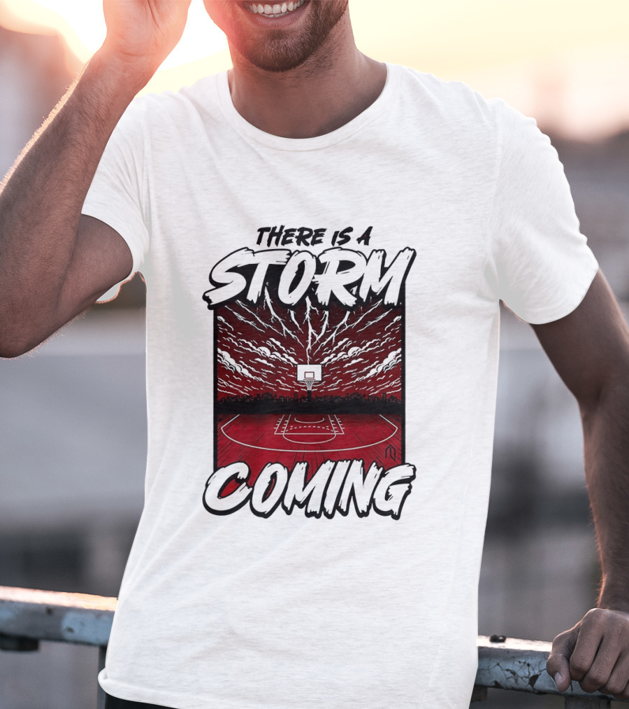 There Is A Storm Coming Basketball Court Thunderstorm Sky T-Shirt