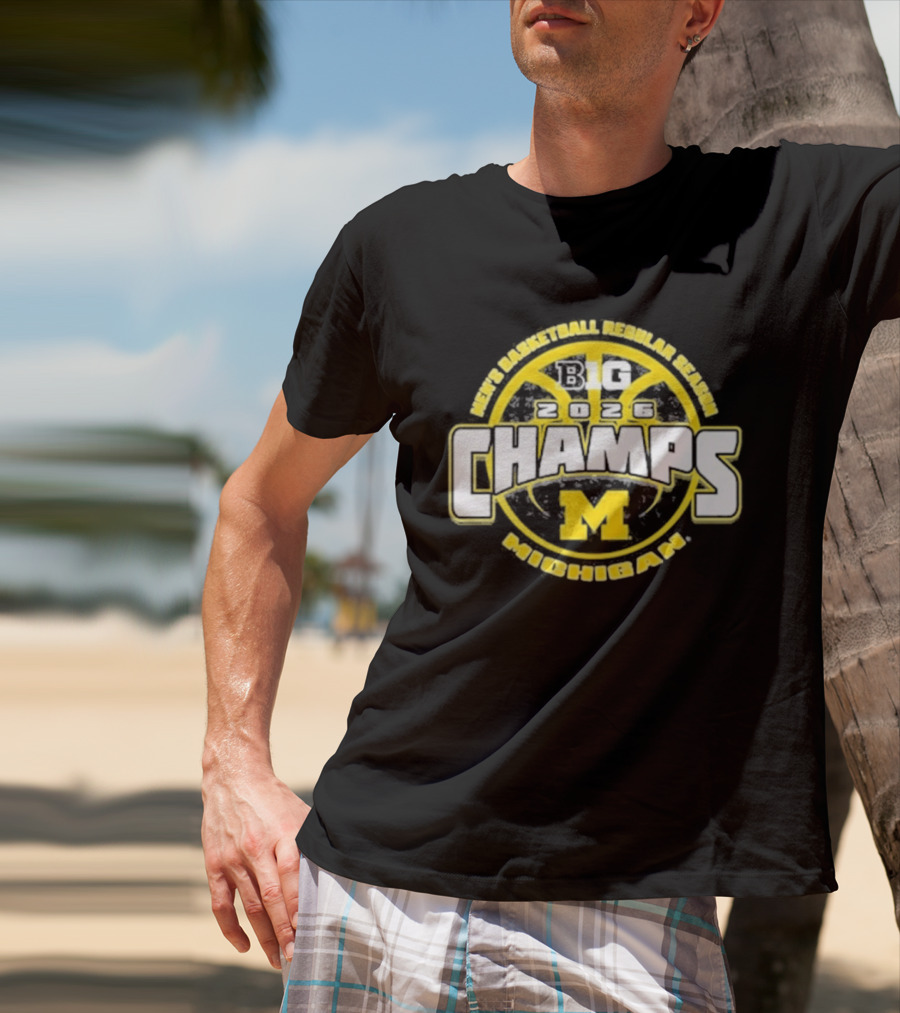 Men's Basketball Regular Season Big 2026 Champs Michigan M T-Shirt