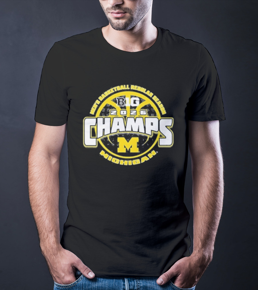 Men's Basketball Regular Season Big 2026 Champs Michigan M T-Shirt